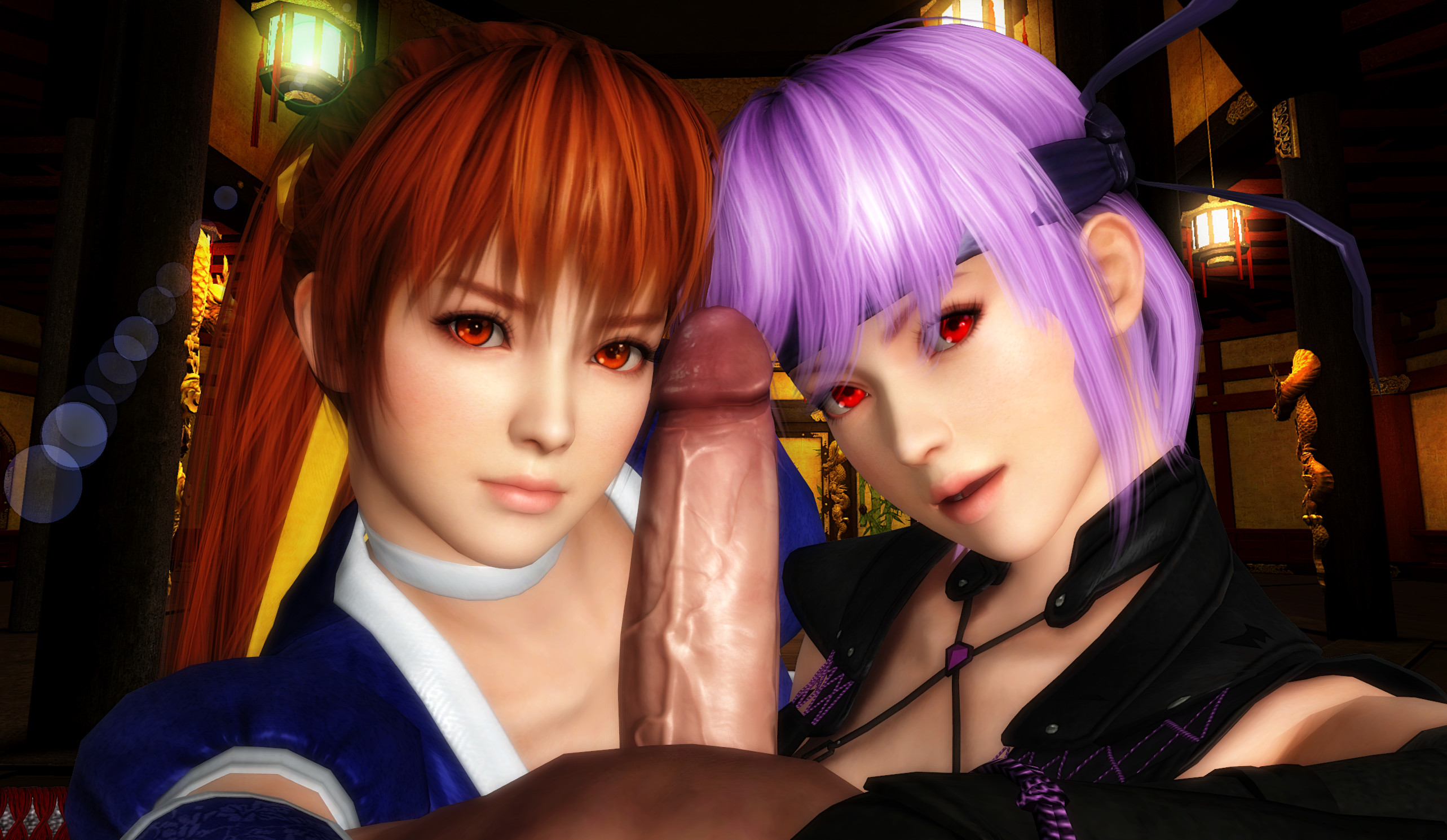 Image 47 - Kasumi et Ayane épaule contre épaule, autour d’un sexe partagé